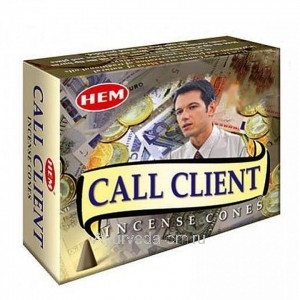 Ароматическое Благовоние Конус "Привлечение Клиента" (Call Client Incense Cones) с Подставкой HEM